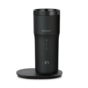 Electric Coffee Travel Mug black V2 - 355ml in black with digital display and warming plate for optimal coffee temperature.