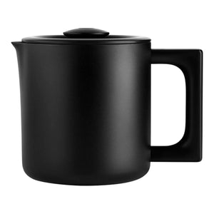 Black insulated coffee pot with sleek design and practical handle, part of Fellow, EspressoGear, all about coffee.