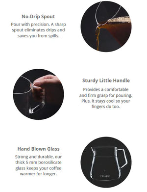 Glass jug with drip-free spout and sturdy handle for precise serving, durable design, Latest news, all about coffee.