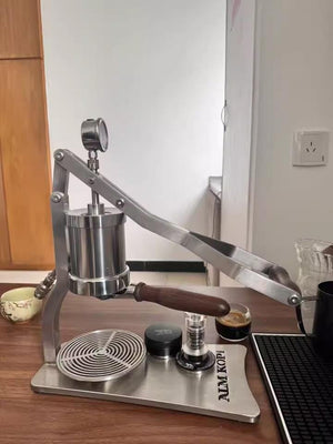 Aleman 2P Espresso Machine with Manual Lever | Base and Drip Tray in Stainless Steel