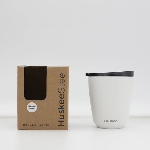 Huskee Stål mugg 235 ml – hållbar kaffekopp i vit - Barista och Espresso