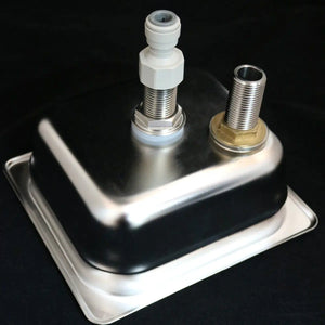 Square 150mm Pitcher Rinser Spinjet in stainless steel for effective cleaning of espresso pitchers and accessories.