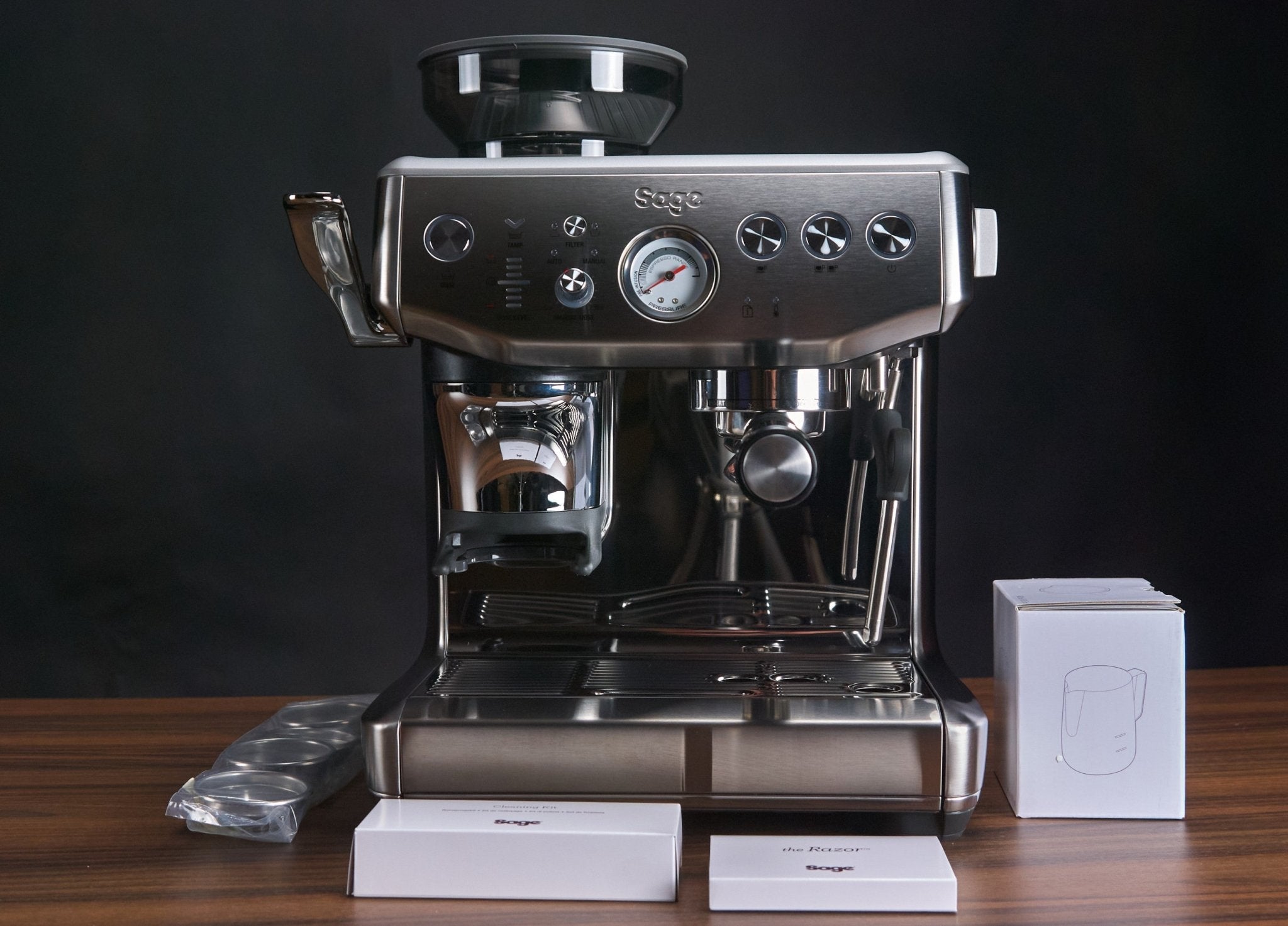 Sage Barista Express Impress Espresso Machine (Black Truffle) - Rounton  Coffee