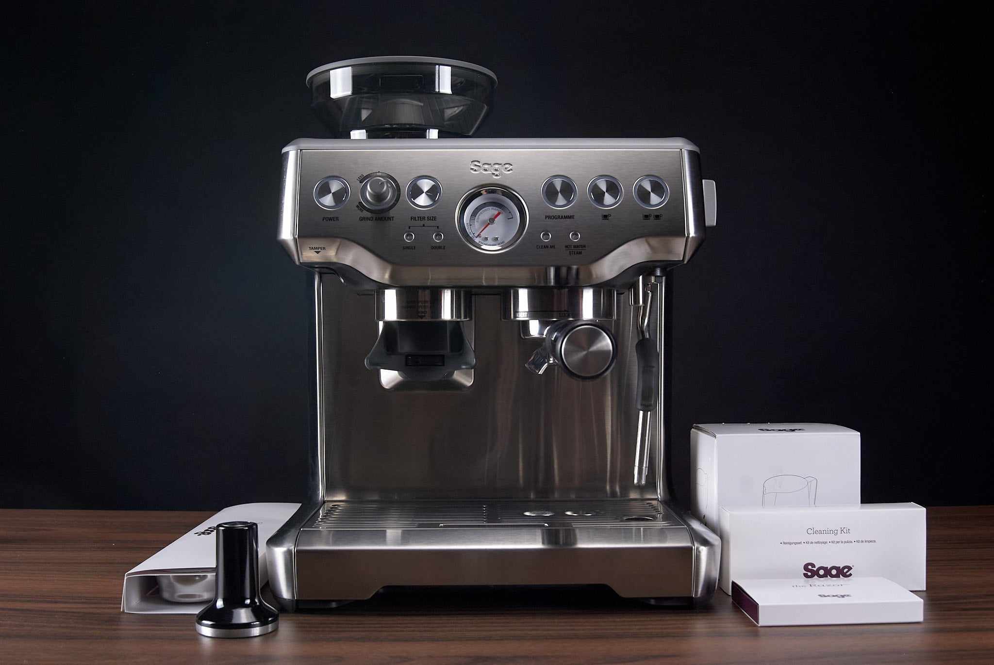 Sage - The Barista Express with Manual Tamping - Brushed Stainless Steel :  : Home & Kitchen